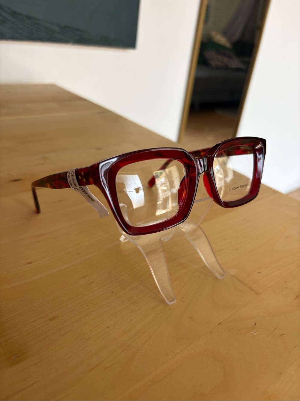 Chlogan Eyewear Red CH9122 Oversized Bold Square Eyeglass Frames 50-20-145 NWT - Picture 2 of 15